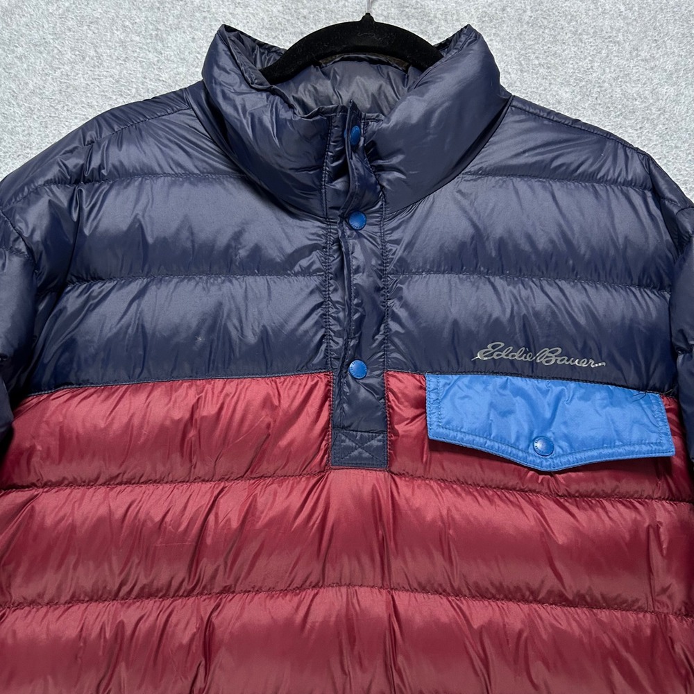 Eddie Bauer Puffer Jacket EB650 Mens XL Navy Red Down Gorpcore Hiking